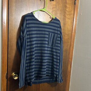 Blue Lemon Striped Blue Women's Top